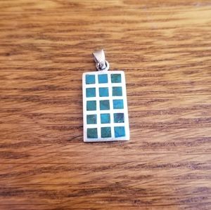 Silver Inlay Geometric Pendant
